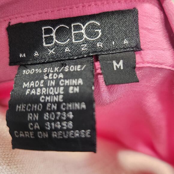 BCBGMAXAZARIA 100% Silk Long Sleeve Wrap Blouse Pink Medium - Picture 8 of 11